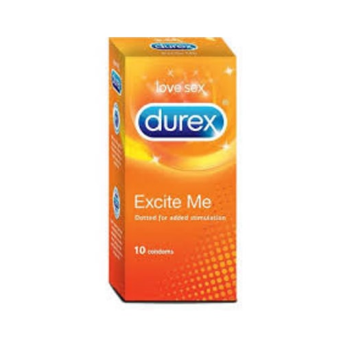 Durex Excite Me - Dotted Condoms - 0.070 mm thin - Standard Size 10 Condoms