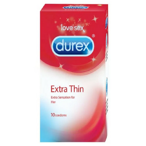 Durex Extra Thin Condoms - 0.055 mm thin - Extra Sensation - Standard Size 10 Condoms