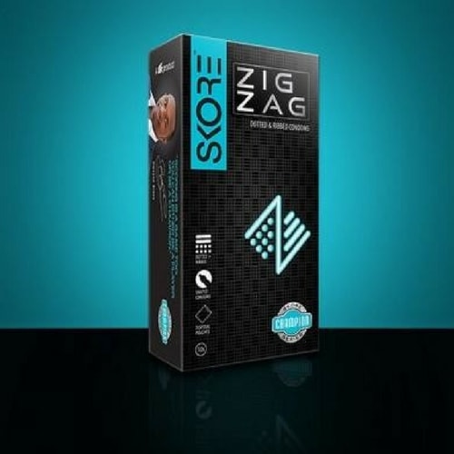 Skore Zig Zag Textured Condoms - Dotted and Ribbed Condoms 10s Pack