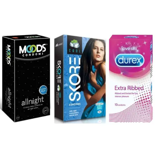 Cooling pleasurable long lasting condoms combo - 3 packs