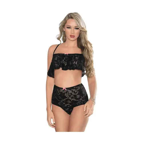 Erotic lingerie black set with pink clip type