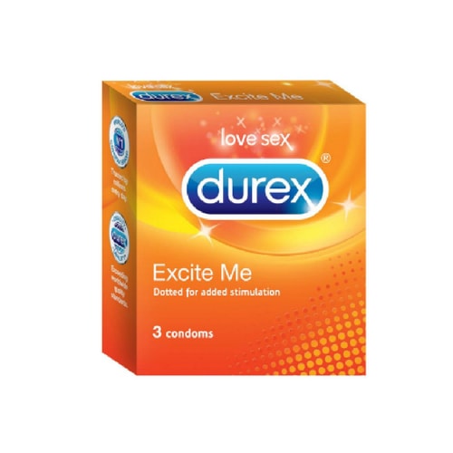 Durex Excite Me - Dotted Condoms - 0.070 mm thin - Standard Size - 3 Packs - 9 Condoms