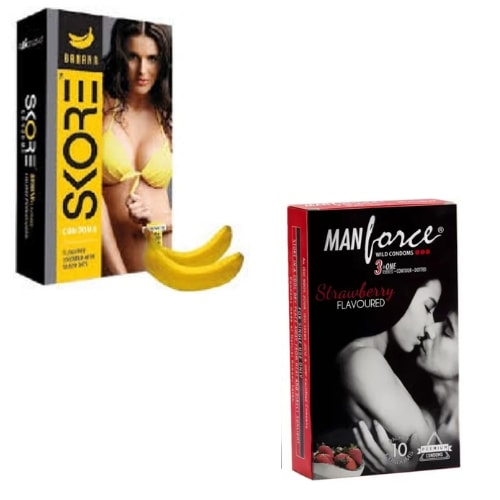 Manforce Strawberry and Skore Banana Condoms