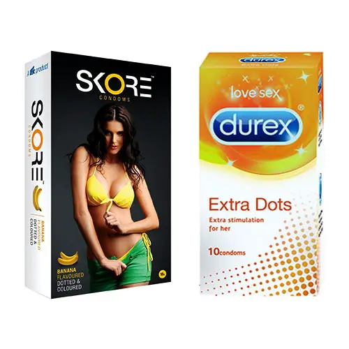 Durex excite me and Banana Flavored condoms combo