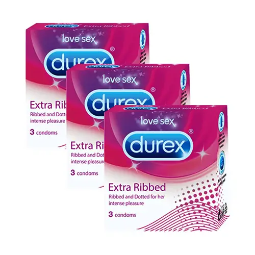 Durex Extra Ribbed Condoms 3s Pack X 3