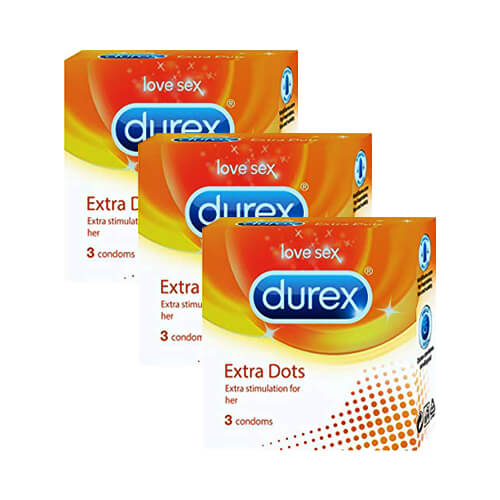 Durex Extra Dots Condoms 3s Pack x 3