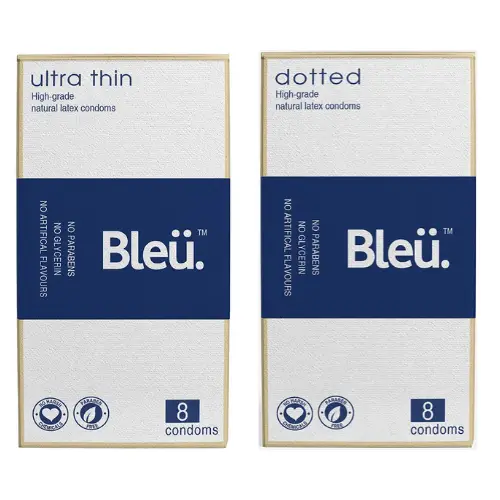 Bleu ultra thin and dotted condoms - Organic condoms combo pack of 2