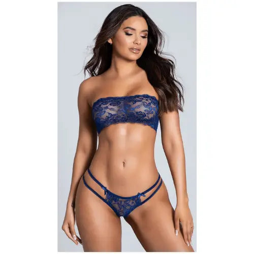 Navy blue lingerie set with bottom