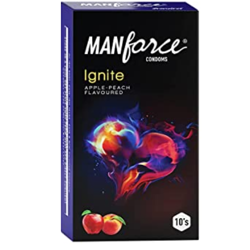 Manforce Ignite Apple peach flavoured extra dotted 10s condoms