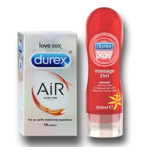Durex Air Ultra Thin Condoms and Sensual 200ml Combo Pack