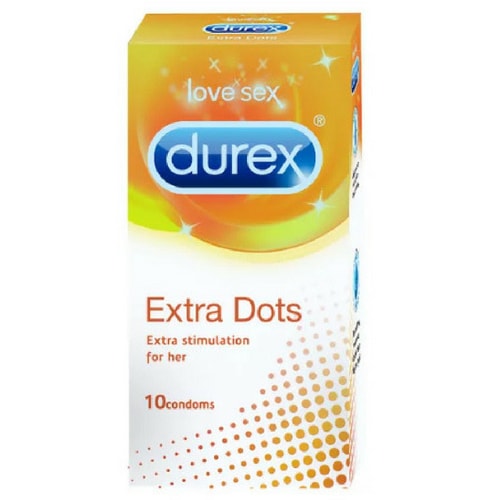 Durex Extra Dotted Condoms - 0.070 mm thin - Standard Size 10 Condoms