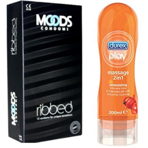 Durex massage gel - ribbed condoms