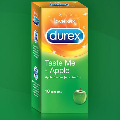 Durex Taste Me Apple Flavoured - 0.070 mm thin - Regular Size 10 Condoms