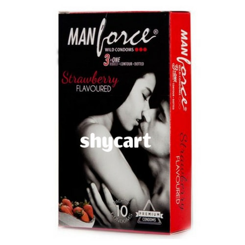 Manforce strawberry flavour - Extra dotted condom 10s pack