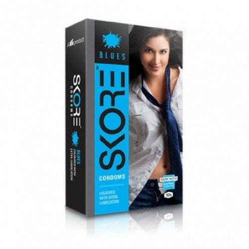 Skore Blues Condoms - Coloured and Extra Lubrication Condoms 10s Pack