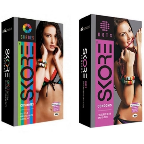 Skore Colored and Dots Condoms combo