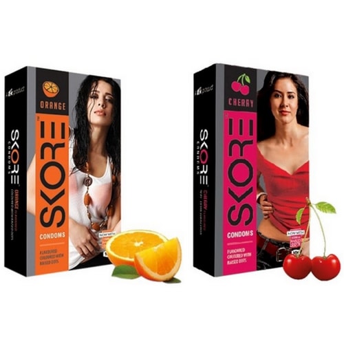 Skore Orange and Cherry Flavored Condoms Combo