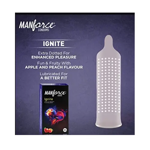 Manforce Ignite Apple peach flavoured extra dotted 10s condoms