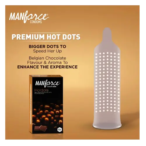 Manforce Hotdots Belgian Chocolate flavoured bigger dots 10s condoms 