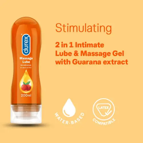 Durex Play Massage Stimulating Intimate Lube - 200ml Massage Gel with Arousing Guarana