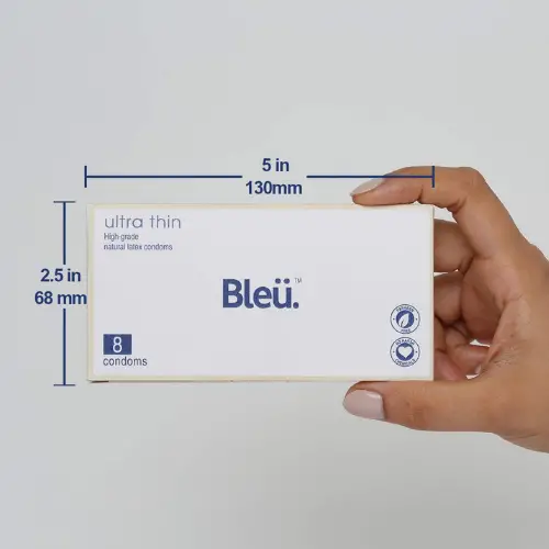 Bleu Ultrathin Organic Condoms - Natural Latex, Paraben-Free and Non-Toxic Condoms Pack of 8 Pcs